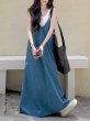 画像1: Women's French style denim suspender dress フレンチスタイルデニムサスペンダーロングドレスワンピース (1)