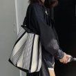 画像7: Celebrities Contrast Color Retro Striped Bucket tote Shoulder Underarm bag 　ストライプボーダーバケットトートショルダーアンダーアームショッピングバッグ (7)