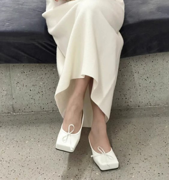 画像8: Genuine leather niche design bow square toe flat half slippers pumps shoes　リボンスクエアトゥ フラットレザーハーフサンダルスリッパパンプス バレーシューズ (8)