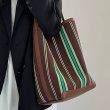 画像13: Celebrities Contrast Color Retro Striped Bucket tote Shoulder Underarm bag 　ストライプボーダーバケットトートショルダーアンダーアームショッピングバッグ (13)