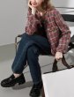 画像4: plaid small fragranceraw edge tweed  jacket coat　スモールフレグランスローエッジチェックツイードフリンジジャケット (4)