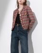 画像2: plaid small fragranceraw edge tweed  jacket coat　スモールフレグランスローエッジチェックツイードフリンジジャケット (2)