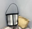 画像6: Celebrities Contrast Color Retro Striped Bucket tote Shoulder Underarm bag 　ストライプボーダーバケットトートショルダーアンダーアームショッピングバッグ (6)