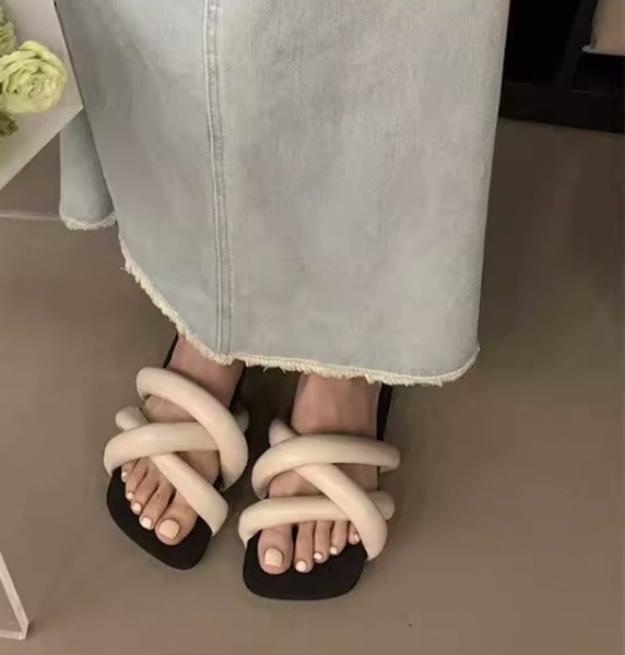 画像3: down leather flat sandals slippers casual shoes  　男女兼用ユニセックスダウンレザー フラットサンダルスリッパ (3)