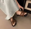 画像4: down leather flat sandals slippers casual shoes  　男女兼用ユニセックスダウンレザー フラットサンダルスリッパ (4)