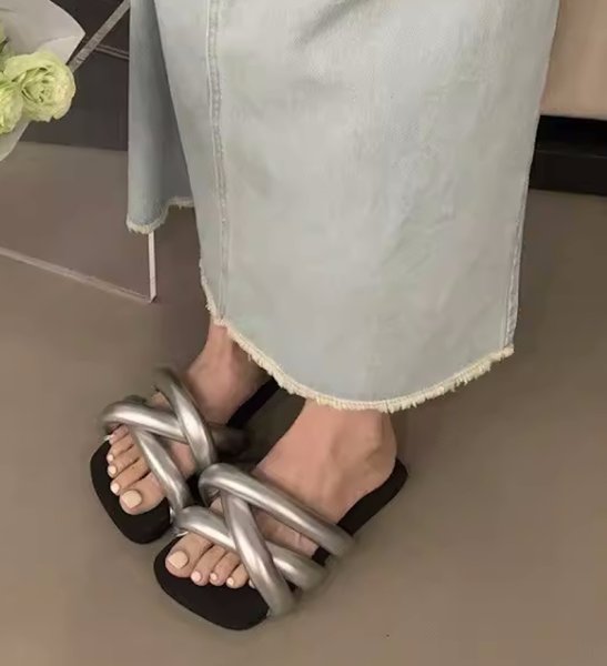 画像2: down leather flat sandals slippers casual shoes  　男女兼用ユニセックスダウンレザー フラットサンダルスリッパ (2)