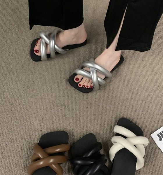 画像8: down leather flat sandals slippers casual shoes  　男女兼用ユニセックスダウンレザー フラットサンダルスリッパ (8)
