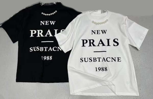 画像8: Women's Letter print & pearl T-shirt　レタープリント＆パール付き半袖Tシャツ (8)