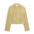 画像1: stand-up collar raw edge French style jacket shirt jacket 　フリンジスタンドカラージャケットショート丈 (1)