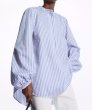 画像1: Women's stand collar lantern sleeve half placket shirt long sleeve ラタンスリーブスタンドカラーブラウス Tシャツチュニック (1)