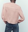 画像4:  Suede texture effect shirt jacket スエード調ピンクジャケットショート丈 (4)