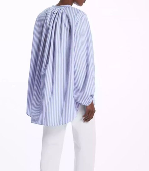 画像6: Women's stand collar lantern sleeve half placket shirt long sleeve ラタンスリーブスタンドカラーブラウス Tシャツチュニック (6)