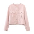 画像1:  Suede texture effect shirt jacket スエード調ピンクジャケットショート丈 (1)