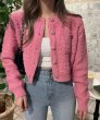 画像1: Round neck single-breasted tweed long sleeve cardigan sweater jacket 　ラウンドネックシングルブレストツイード長袖カーディガンセータージャケットショート丈 (1)