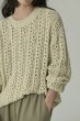 画像1: Women's casual and gentle design hollow knitted  openwork knitting round neck sweater 透かし編みフラウンドネックセーター (1)