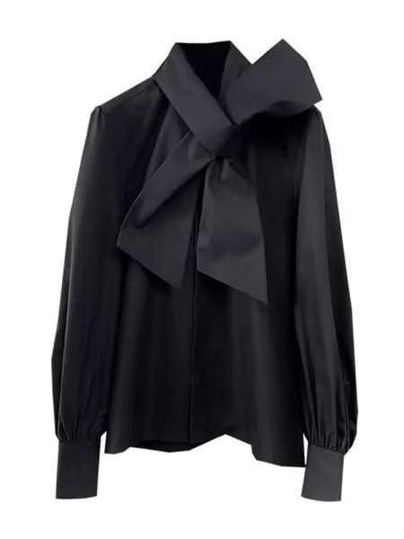 画像5: Women's  neck scarf tied design versatile temperament shirtshirt long sleeve　ネックスカーフネクタイデザインブラウス Tシャツチュニック (5)