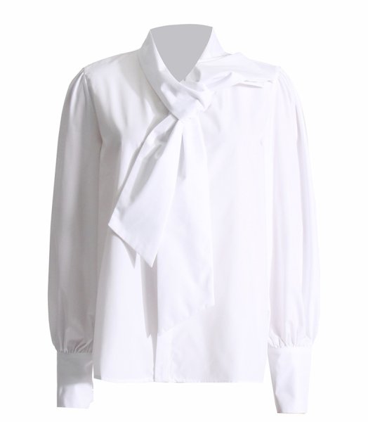 画像4: Women's  neck scarf tied design versatile temperament shirtshirt long sleeve　ネックスカーフネクタイデザインブラウス Tシャツチュニック (4)