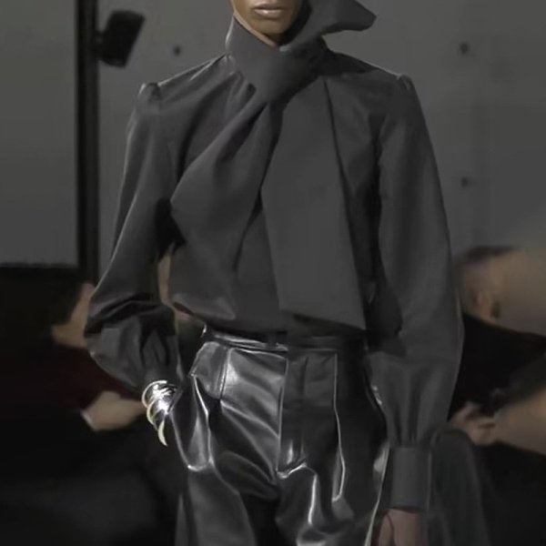 画像2: Women's  neck scarf tied design versatile temperament shirtshirt long sleeve　ネックスカーフネクタイデザインブラウス Tシャツチュニック (2)