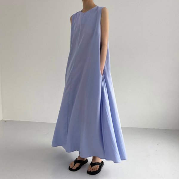 画像7: Women's simple loose wide sleeveless long cotton and linen dress　シンプルAラインノースリーブロングマキシドレスワンピース (7)