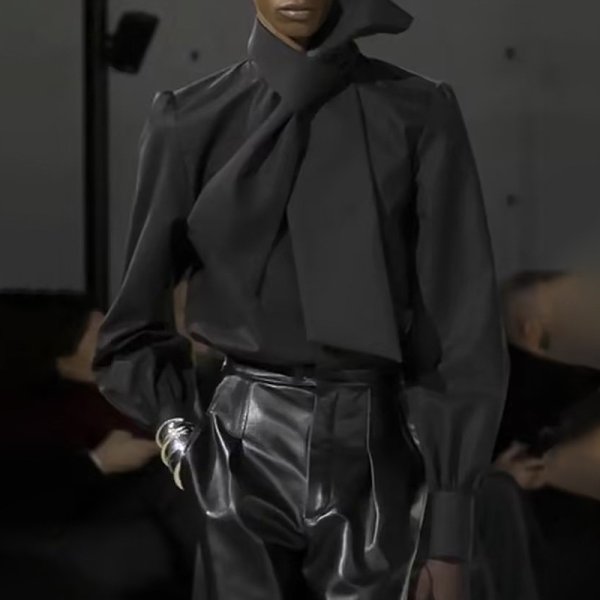 画像7: Women's  neck scarf tied design versatile temperament shirtshirt long sleeve　ネックスカーフネクタイデザインブラウス Tシャツチュニック (7)