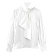 画像6: Women's  neck scarf tied design versatile temperament shirtshirt long sleeve　ネックスカーフネクタイデザインブラウス Tシャツチュニック (6)