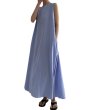 画像1: Women's simple loose wide sleeveless long cotton and linen dress　シンプルAラインノースリーブロングマキシドレスワンピース (1)