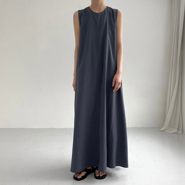 画像8: Women's simple loose wide sleeveless long cotton and linen dress　シンプルAラインノースリーブロングマキシドレスワンピース (8)