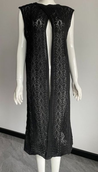 画像11: Women's lace long length vest gilet dress  レースロングベストジレマキシドレスワンピース (11)