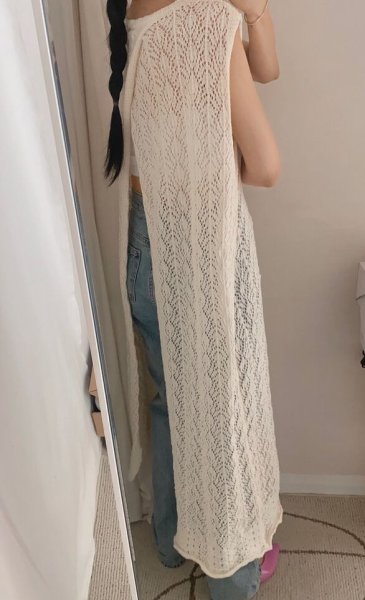 画像5: Women's lace long length vest gilet dress  レースロングベストジレマキシドレスワンピース (5)