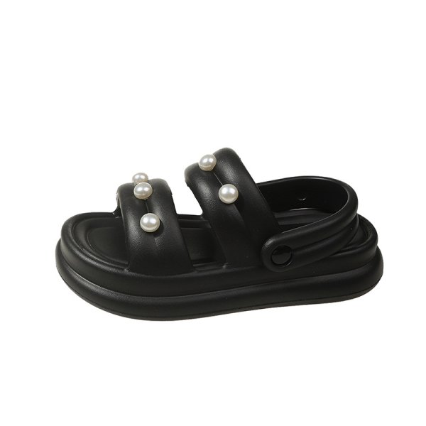 画像1: Unisex thick-soled pearl sandals slippers casual shoes  　ユニセックス厚底パール付き軽量サンダルスリッパ (1)