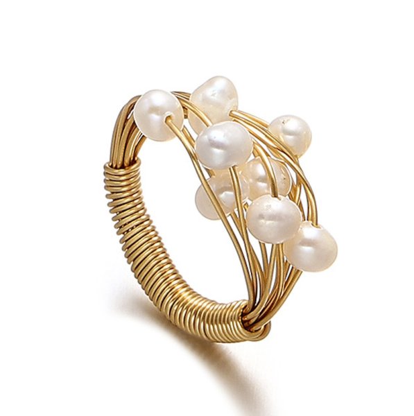 画像1: pearl ring 18Kコーティング 淡水パールリング指輪 (1)
