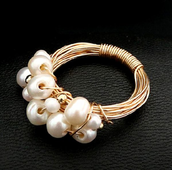 画像2: pearl ring 18Kコーティング 淡水パールリング指輪 (2)