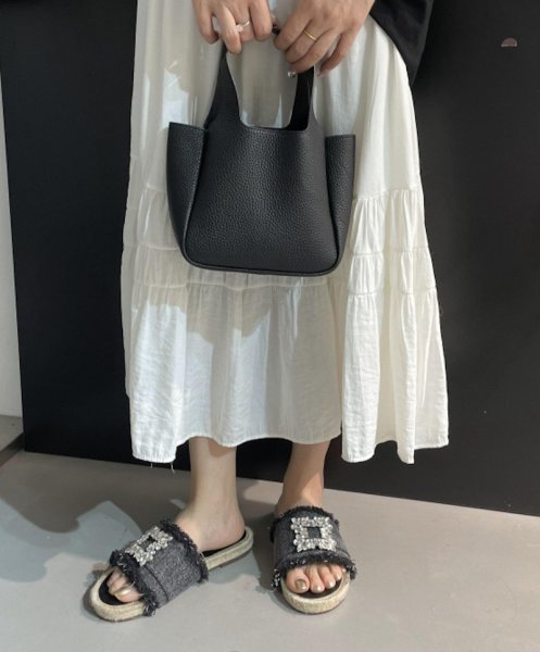 画像4: Unisex Rhinestone Denim espadrilles flats sandals slippers casual shoes  　ユニセックスラインストーン付きフリンジデニムエスパドリーユ フラットサンダルスリッパ (4)