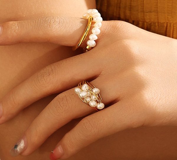 画像4: pearl ring 18Kコーティング 淡水パールリング指輪 (4)