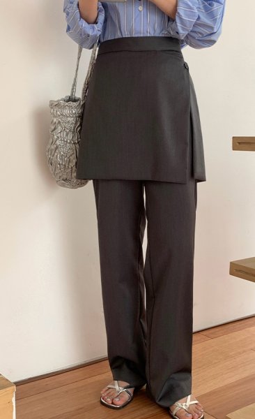 画像2: Covering Apron Suit Pants  Straight 　スカート付きシンプルストレートパンツスカッツ (2)