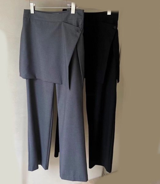 画像8: Covering Apron Suit Pants  Straight 　スカート付きシンプルストレートパンツスカッツ (8)