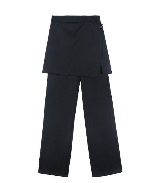 画像1: Covering Apron Suit Pants  Straight 　スカート付きシンプルストレートパンツスカッツ (1)