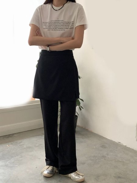 画像3: Covering Apron Suit Pants  Straight 　スカート付きシンプルストレートパンツスカッツ (3)