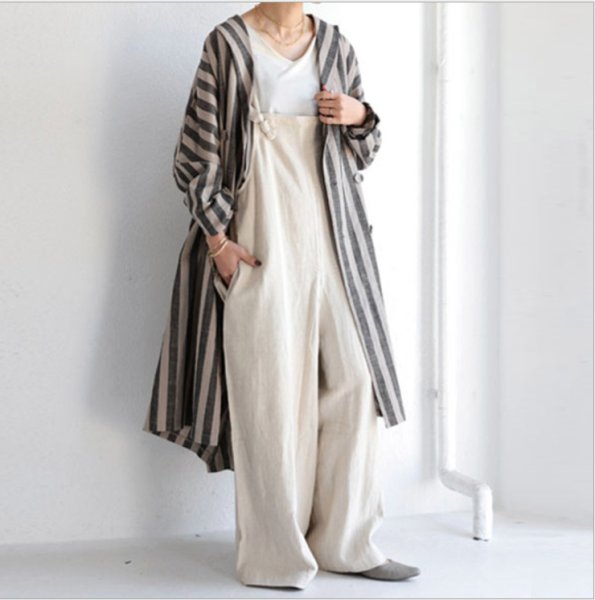 画像3: women's loose suspender jumpsuit Long  Dress シンプルルーズサスペンダージャンプスーツロングマキシドレス (3)