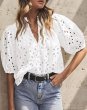 画像8: Women'slace puff sleeves blouse  T-shirt  レースラタンパフスリーブブラウス Tシャツ (8)