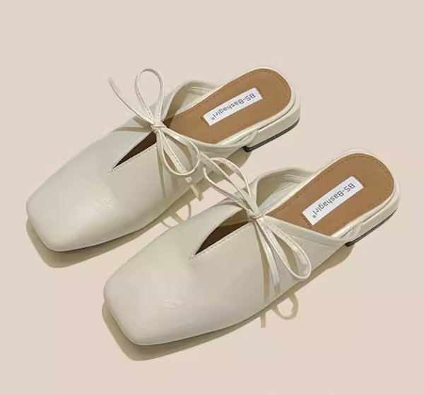 画像3: ribbon flat half pumps Mule slipper casual shoes  　フラットレザーリボンハーフパンプスミュールサンダルスリッパ (3)