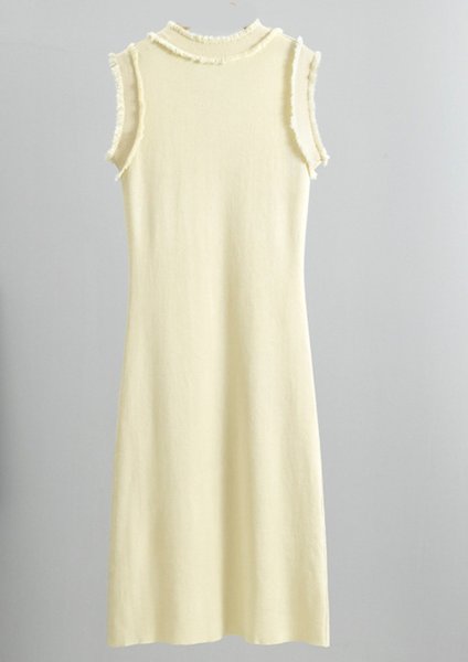 画像3: Women's slim high end vest dress Long Dress 　シンプルフリンジノースリーブベストロングドレスワンピース (3)