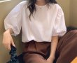 画像4: Women's half puff sleeve simple Blouse T-shirt  ラタンパフスリーブシンプルブラウス Tシャツ (4)