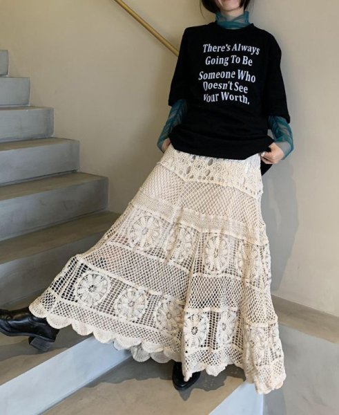 画像3: Women's lace knitting long maxi length ethnic bohemia skirt　エスニックボヘミアンレース編みマキシロングスカート (3)