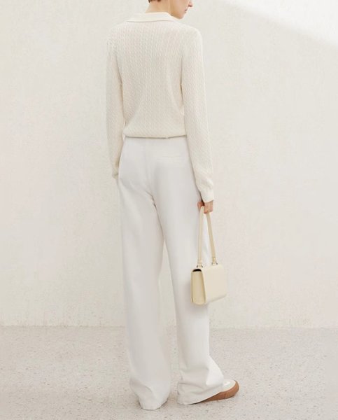 画像3: Women's Simple POLO Collar Pullover Sweater シンプルポロカラープルオーバーセーター (3)