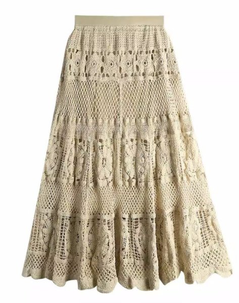 画像5: Women's lace knitting long maxi length ethnic bohemia skirt　エスニックボヘミアンレース編みマキシロングスカート (5)
