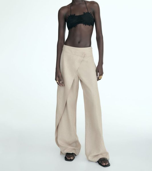 画像7: Women's High-waisted wide-leg pants with a wraparound skirt skirt　スカートがついたようなロングパンツ (7)