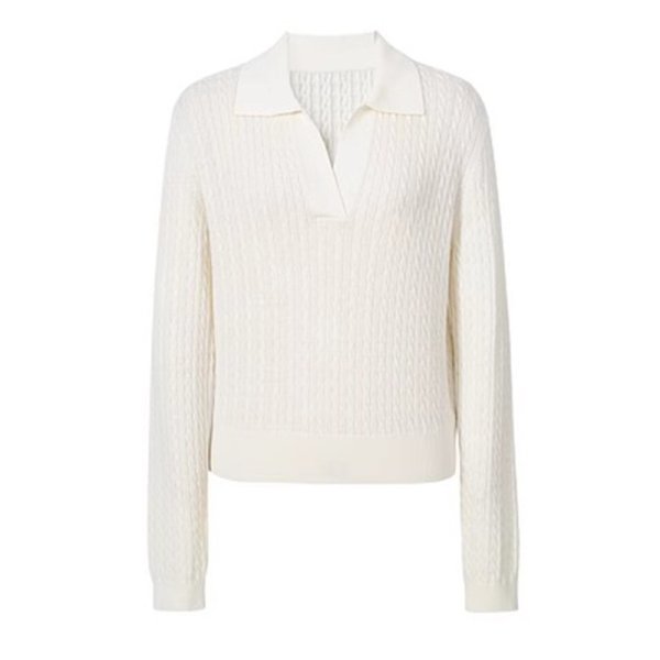 画像5: Women's Simple POLO Collar Pullover Sweater シンプルポロカラープルオーバーセーター (5)