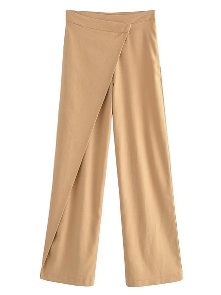 画像3: Women's High-waisted wide-leg pants with a wraparound skirt skirt　スカートがついたようなロングパンツ (3)