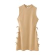 画像8: Women's side bow mini dress　シンプルサイドリボンノースリーブドレスワンピース (8)